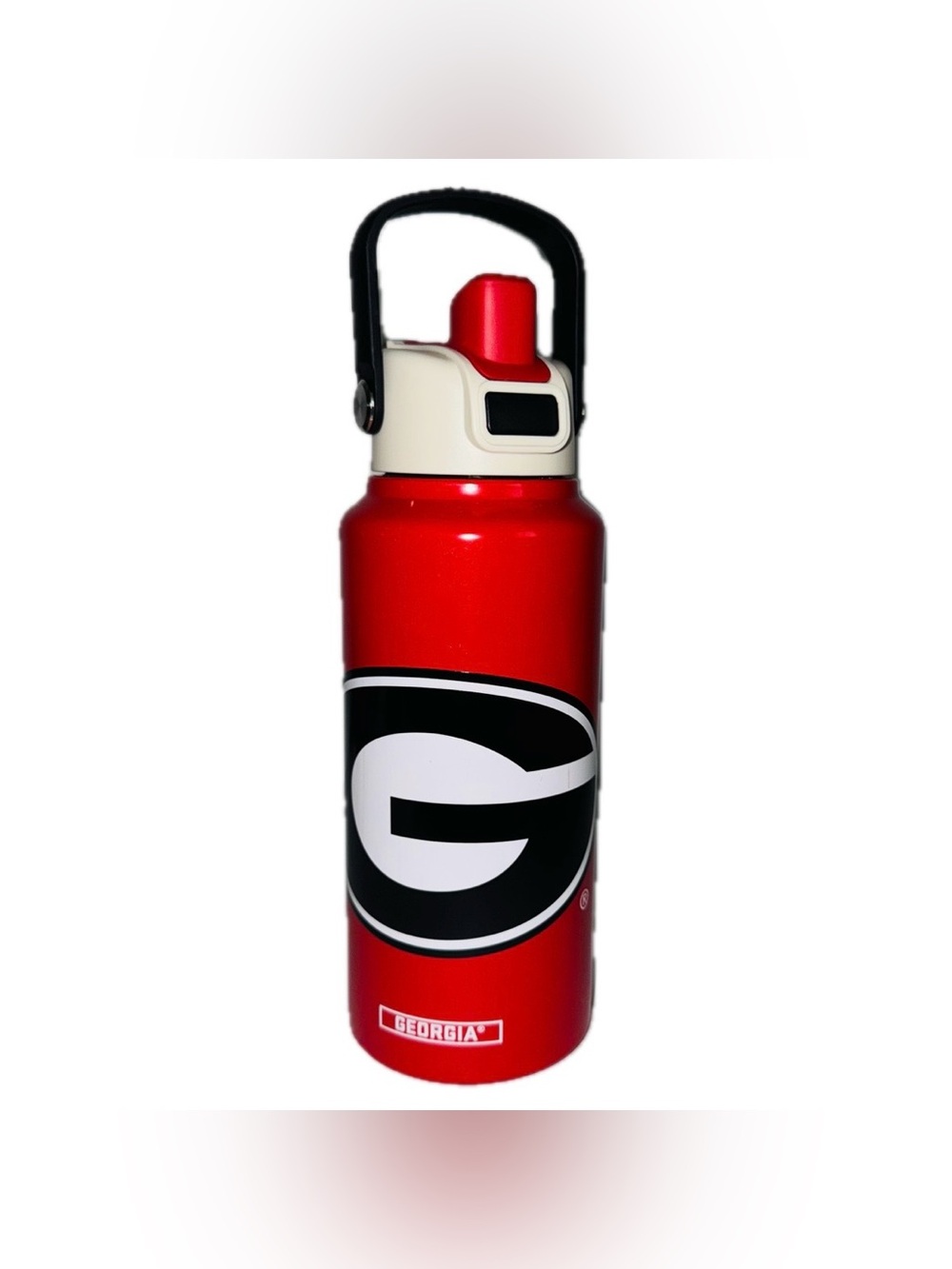 Red University Of Georgia Bulldogs Flip Top Water Bottle With Handle, 28 Oz